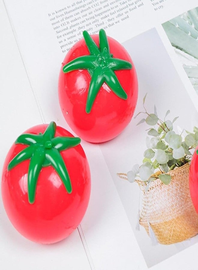 JAPSI Tomato Stress Ball, Soft Foam Squeeze Toys for Stress Relief, Red with Green Stem, 2 Pack - Image 1